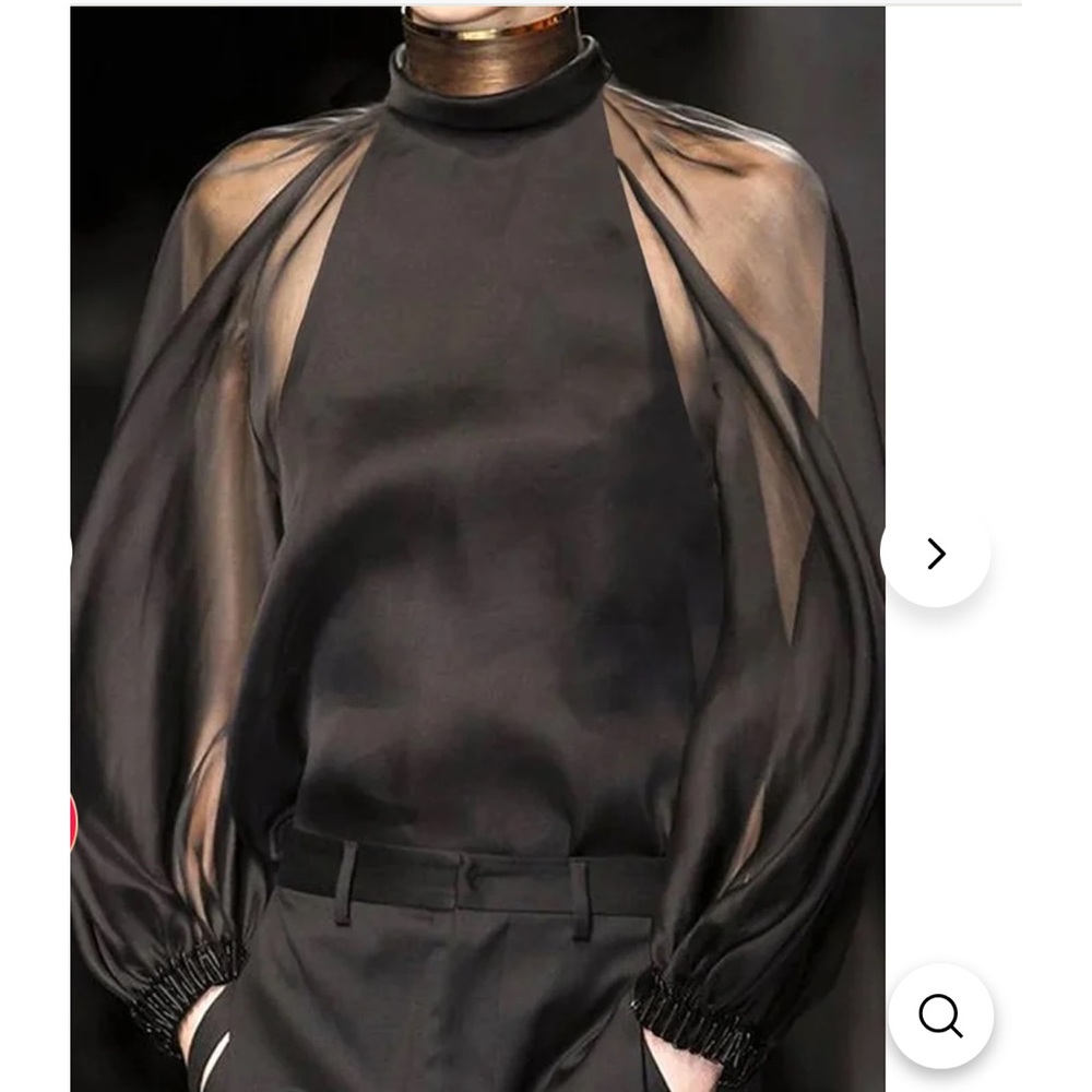 NWT Blouson Sleeves High Neck blouse Plus’s XXL